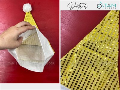 Nón Noel vải kim sa Vàng [Dày dặn - ĐK 27cm] NON-X-08